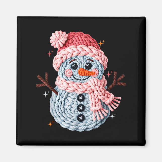 Christmas Crochet Faux Yarn Crochet Snowman Funny  Magnet (Framsidan)