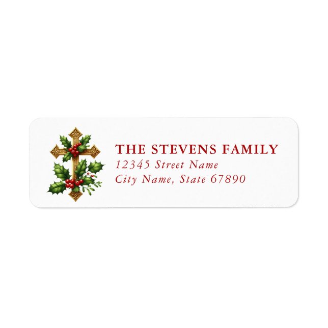 Christmas Cross Return Address Labels Returadress Etikett (Framsidan)