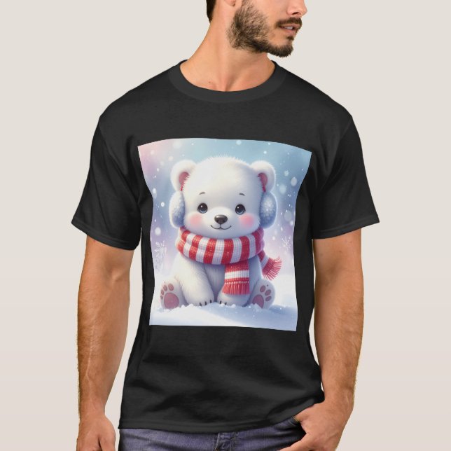 Christmas Cub: Cozy Polar Bear in a Snowy Wonder T Shirt (Framsida)