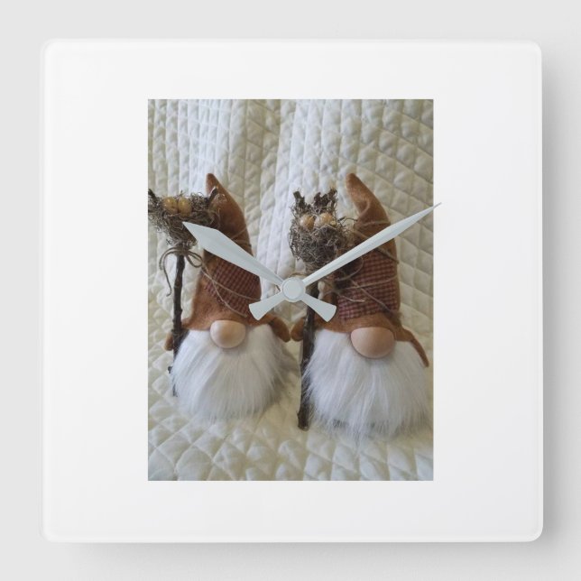 **** CHRISTMAS CUTE AVSLUTAR GNOMES*** CLOCK FYRKANTIG KLOCKA (Framsida)