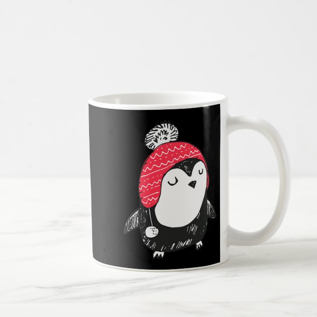 Christmas Cute Baby Penguin Wearing Winter Hat W_e Kaffemugg (Höger)