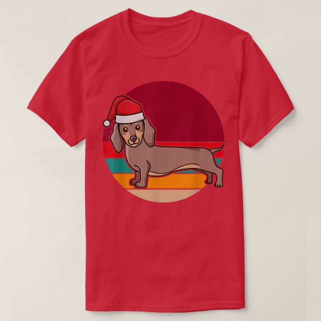 Christmas Cute Dachshund Sausage Dog Puppy Wearing T Shirt (Design framsida)