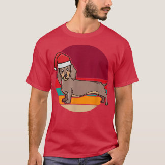 Christmas Cute Dachshund Sausage Dog Puppy Wearing T Shirt