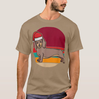 Christmas Cute Dachshund Sausage Dog Puppy Wearing T Shirt