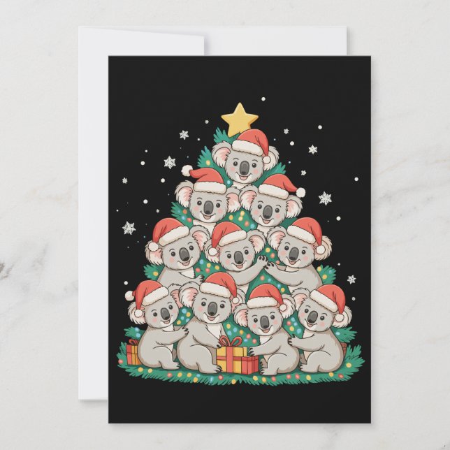 Christmas Cute Koala Tree Funny Xmas Holiday Julkort (Framsida)