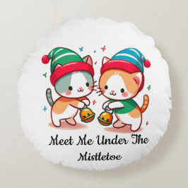 Christmas Cute Meet Me Under The MistleToe Rund Kudde