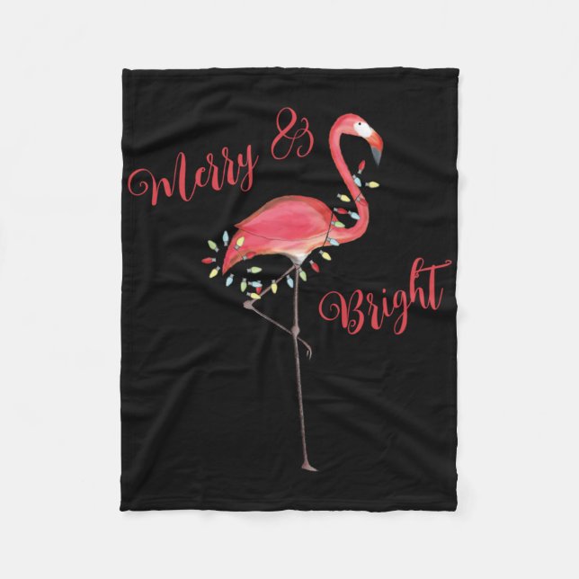 Christmas Cute Nk Flamingo String Lights T Shirt  Fleecefilt (Framsidan)
