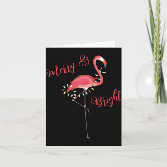 Christmas Cute Nk Flamingo String Lights T Shirt  Kort (Framsida)