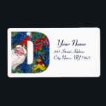 CHRISTMAS D BREV / JULTOMTEN MED RED RIBBON FRAKTSEDEL<br><div class="desc">D inledande brev, fet julklapp.Färgfull,  vismisk och konstnärlig akrylmålning inför jul. Jultomten,  snövinter-natten med blommigt,  kratt,  röda buskar,  grönt dekorativa växter,  rött rosett band,  hollbär,  marionetter och leksaker i snö av Bulgan Lumini (c) com</div>