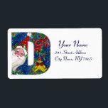 CHRISTMAS D BREV / JULTOMTEN MED RED RIBBON FRAKTSEDEL<br><div class="desc">D inledande brev, fet julklapp.Färgfull,  vismisk och konstnärlig akrylmålning inför jul. Jultomten,  snövinter-natten med blommigt,  kratt,  röda buskar,  grönt dekorativa växter,  rött rosett band,  hollbär,  marionetter och leksaker i snö av Bulgan Lumini (c) com</div>