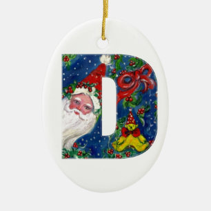 CHRISTMAS D BREV / JULTOMTEN MED RED RIBBON JULGRANSPRYDNAD KERAMIK