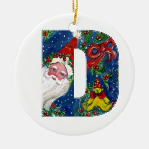 CHRISTMAS D BREV / JULTOMTEN MED RED RIBBON JULGRANSPRYDNAD KERAMIK