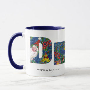 CHRISTMAS D BREV / SANTA RED RIBBON MONOGRAM MUGG
