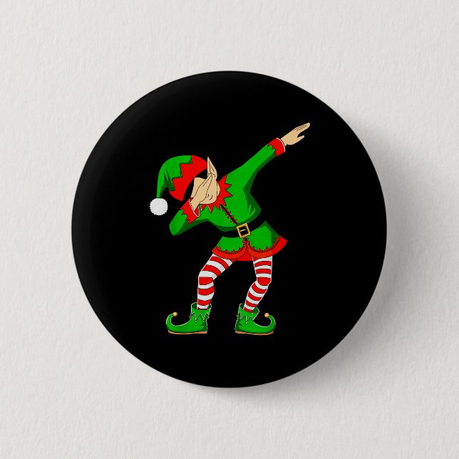 Christmas Dabbing Elf Santa Hat Boys Girls Kids Xm Knapp (Framsida)