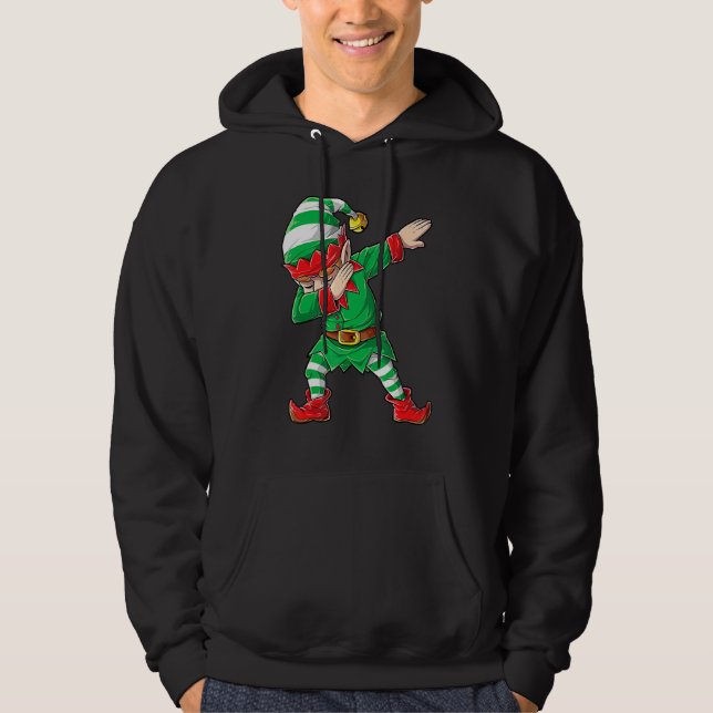 Christmas Dabbing Elf Squad Boys Men Xmas Family M Hoodie (Framsida)