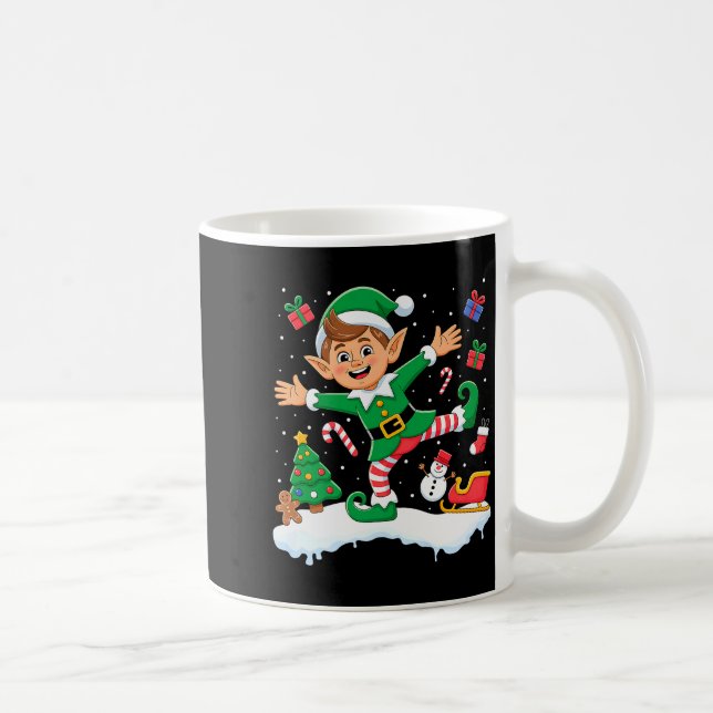 Christmas Dabbing Elf Tree Lights Boys Kids Dab Xm Kaffemugg (Höger)