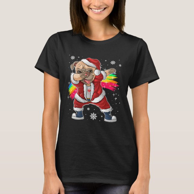 Christmas Dabbing Pug  Christmas Pjs & Costume Ide T Shirt (Framsida)
