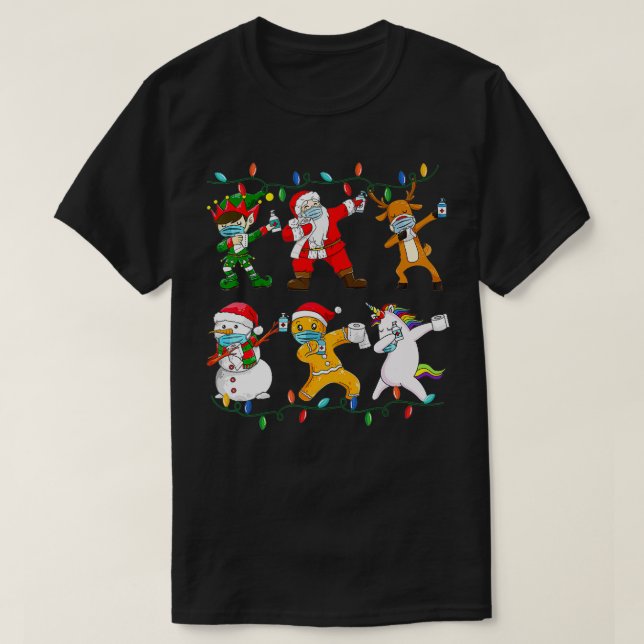 Christmas Dabbing Santa Elf Friends Face Mask Boys T Shirt (Design framsida)