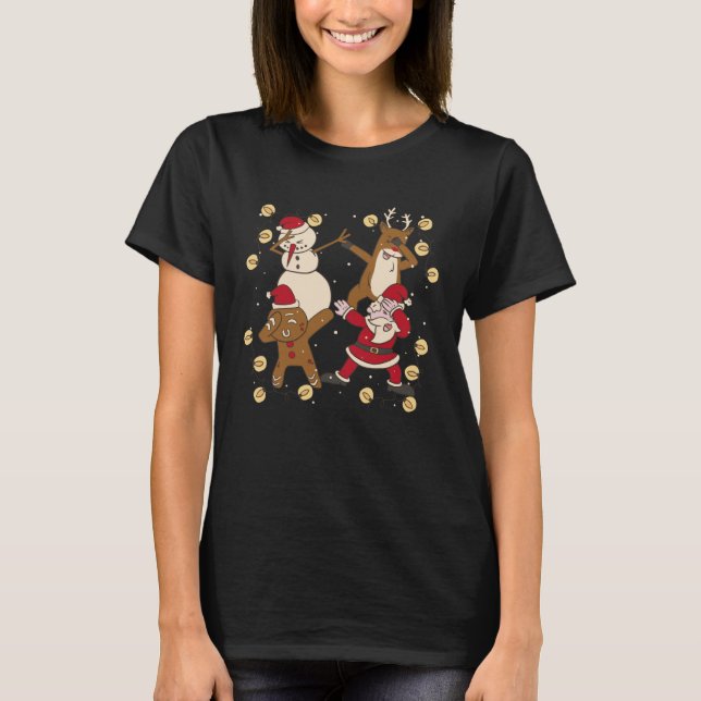 Christmas Dabbing Santa Elf Friends  Xmas Dab Boys T Shirt (Framsida)