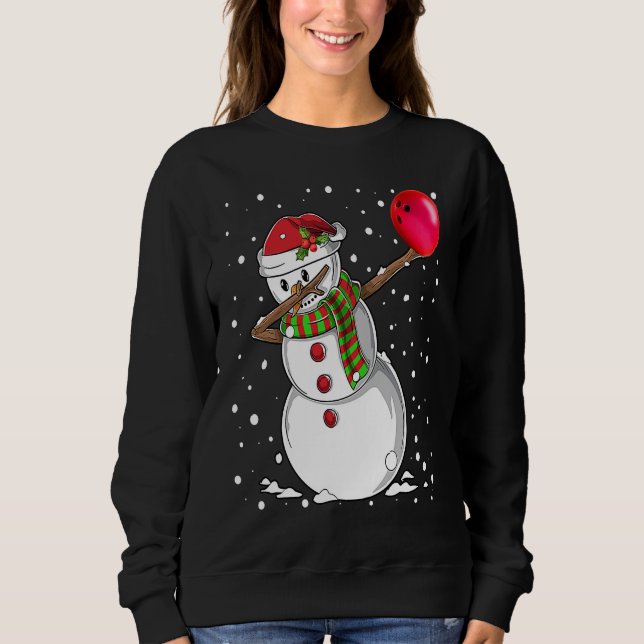 Christmas Dabbing Snowman Bowling Boys Kids Xmas S T Shirt (Framsida)