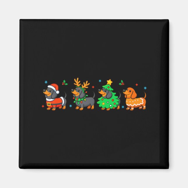 Christmas Dachshund Dog Weenie Merry Woofmas Dog M Magnet (Framsidan)