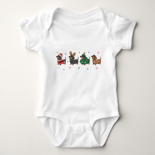 Christmas Dachshund Dogs Cute Holiday Sausage Dog  T Shirt (Framsida)