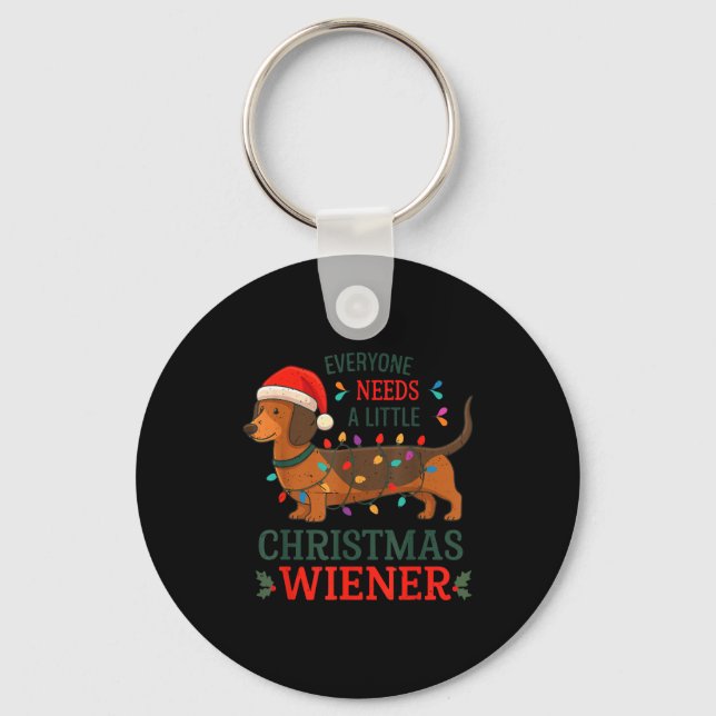 Christmas Dachshund Everyone Need Weiner Dog Pajam Nyckelring (Framsida)