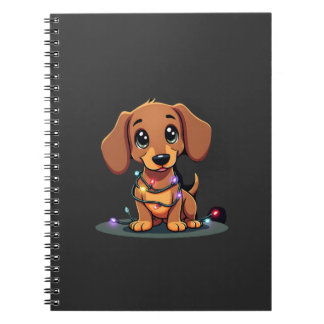 Christmas Dachshund Lights (1) Anteckningsbok