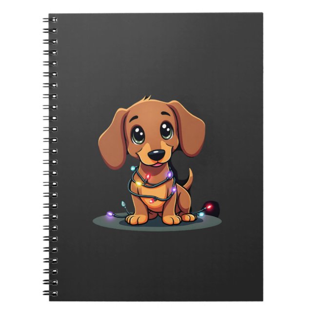 Christmas Dachshund Lights (1) Anteckningsbok (Framsidan)