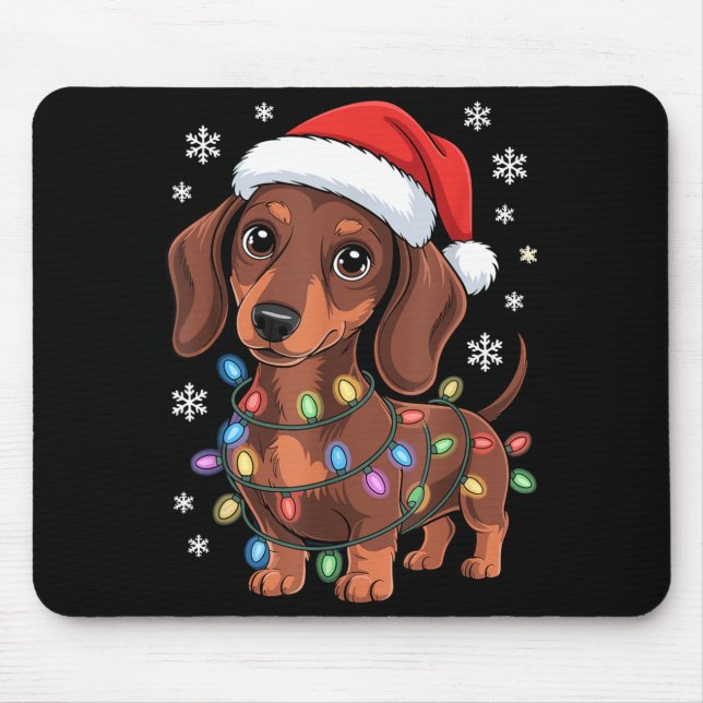 Christmas Dachshund Lights Santa Hat Holiday Dog L Musmatta (Framsidan)