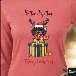 Christmas Dachshund Reindeer Scarf Gift Graphic T Shirt