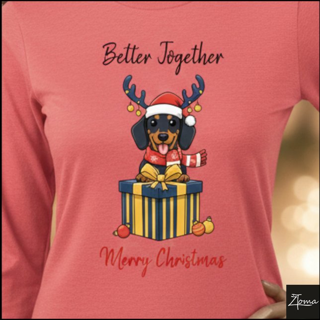 Christmas Dachshund Reindeer Scarf Gift Graphic T Shirt (Skapare uppladdad)