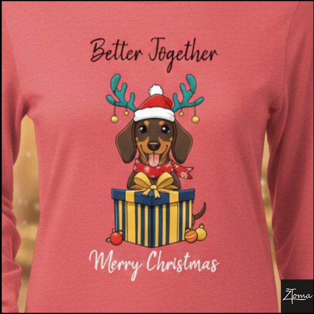 Christmas Dachshund Reindeer Scarf Gift Graphic T Shirt (Skapare uppladdad)