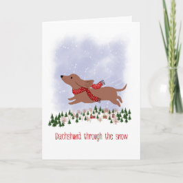 Christmas Dachshund Through the Snow Kort