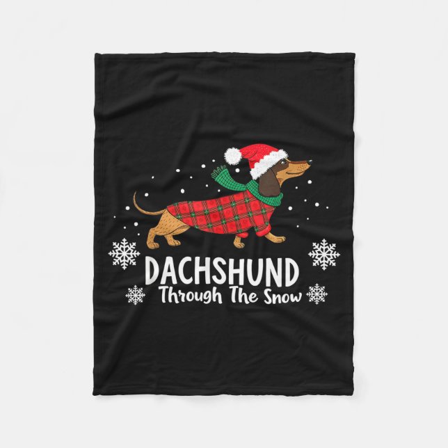 Christmas Dachshund Through The Snow Wiener Dog Sa Fleecefilt (Framsidan)