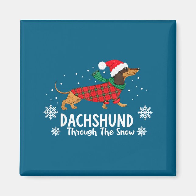 Christmas Dachshund Through The Snow Wiener Dog Sa Magnet (Framsidan)