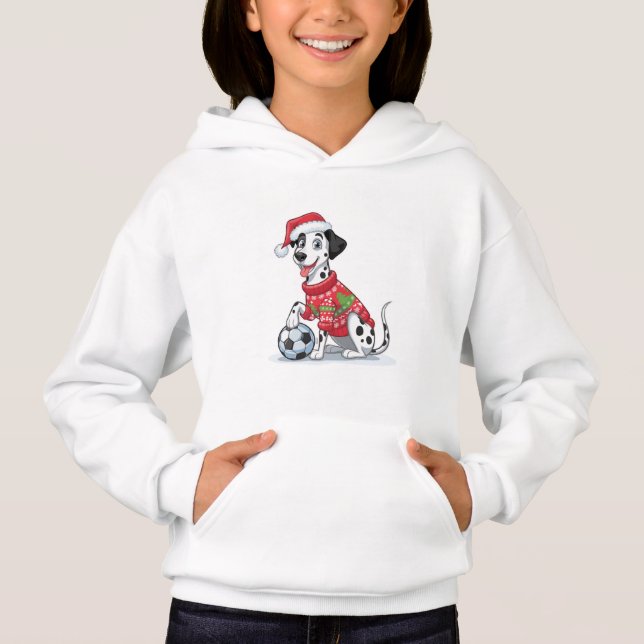 Christmas Dalmatian Dog with Soccer Ball T Shirt (Framsida)