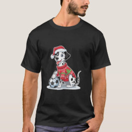 Christmas Dalmatian Dog with Soccer Ball T Shirt