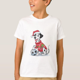 Christmas Dalmatian Dog with Soccer Ball T Shirt