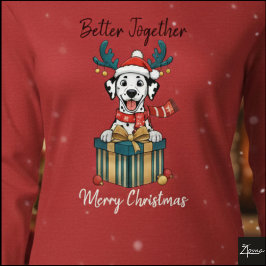 Christmas Dalmatian Puppy Reindeer Scarf Gift T Shirt