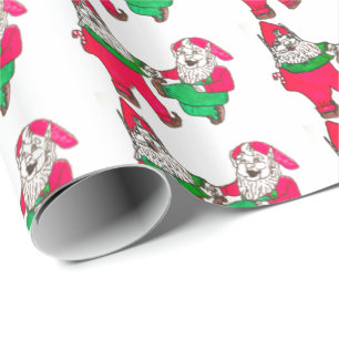 CHRISTMAS DANCING ELVES-hölje pappert Presentpapper