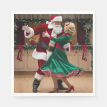 Christmas Dancing Santa Napkins.
