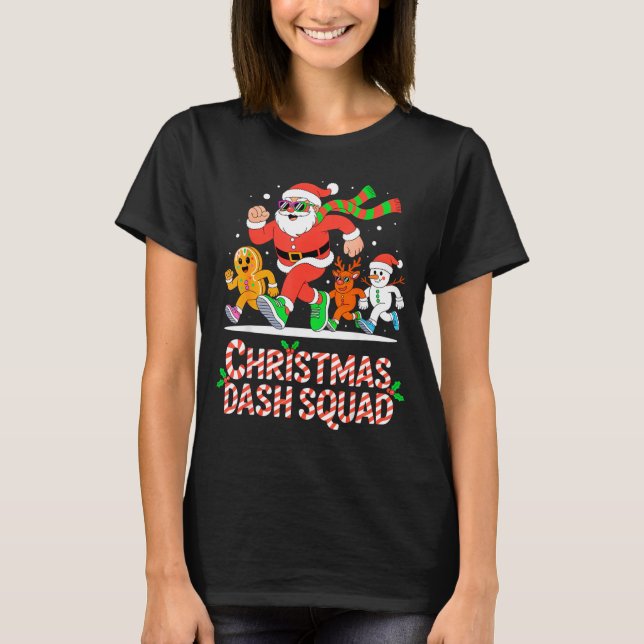 Christmas Dash Squad Running Runner Marathon Team  T Shirt (Framsida)