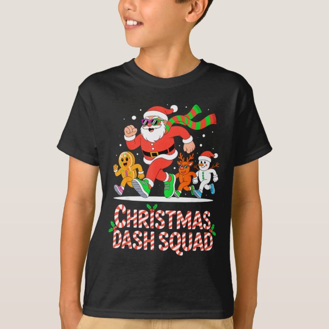 Christmas Dash Squad Running Runner Marathon Team  T Shirt (Framsida)