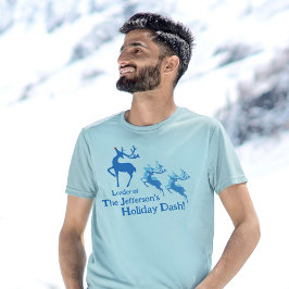 Christmas dashing reindeer leader blue red custom t shirt