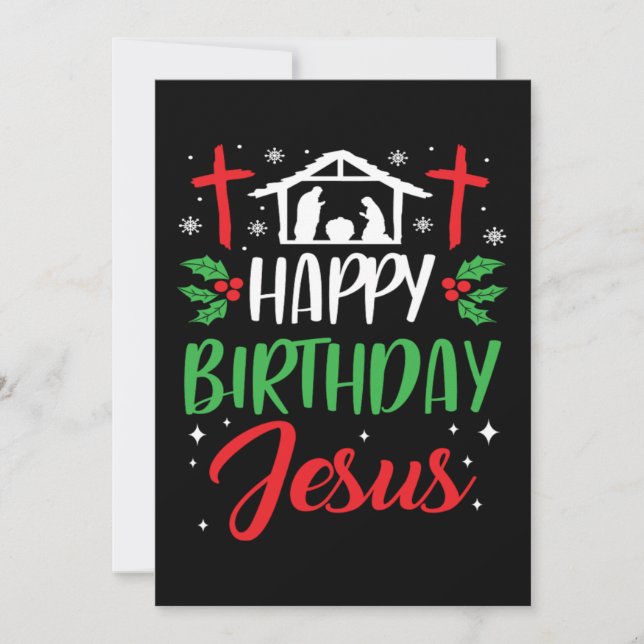 Christmas Day Happy Birthday Jesus Holiday Gift Inbjudningar (Framsida)
