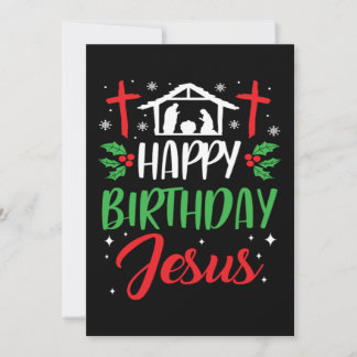 Christmas Day Happy Birthday Jesus Holiday Gift Inbjudningar