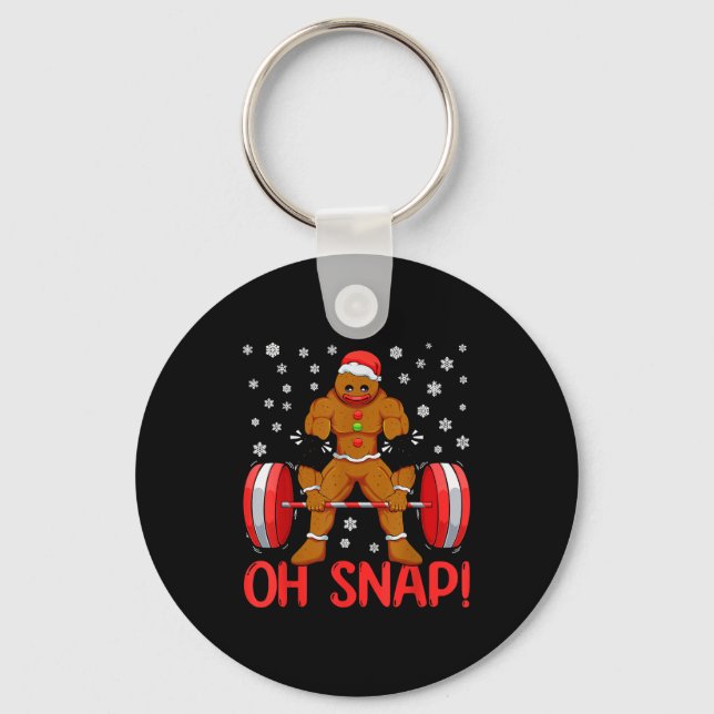 Christmas Deadlifts Workout Oh Snap Gingerbread Ma Nyckelring (Framsida)