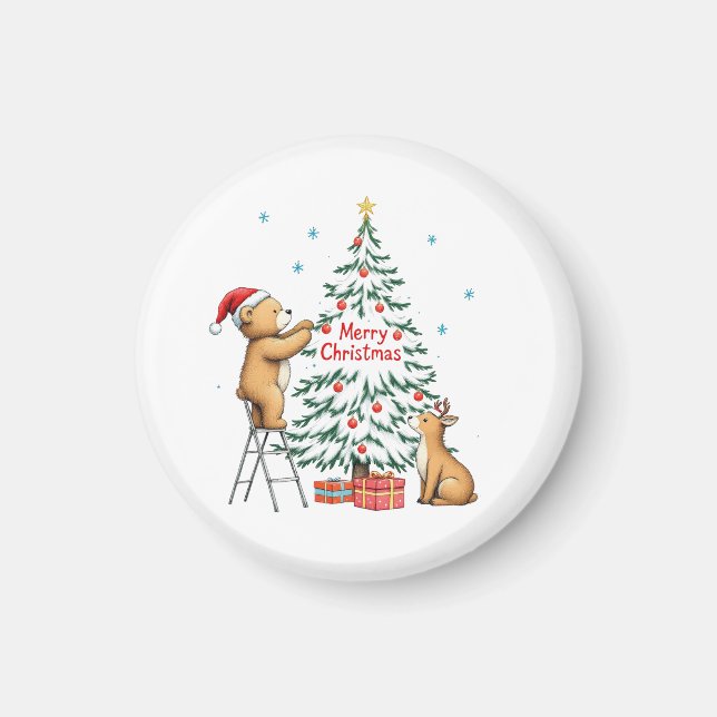 Christmas deer and bear magnet (Framsidan)