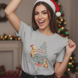 Christmas deer and bear t shirt